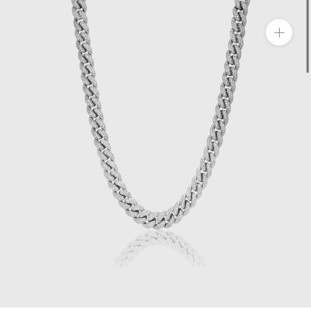12 mm Iced Cuban White gold chain